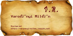 Varsányi Milán névjegykártya