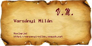 Varsányi Milán névjegykártya