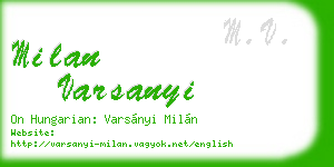 milan varsanyi business card